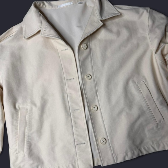 Uniqlo Boxy Cropped Jersey Jacket Off White Size XL - Picture 3 of 7